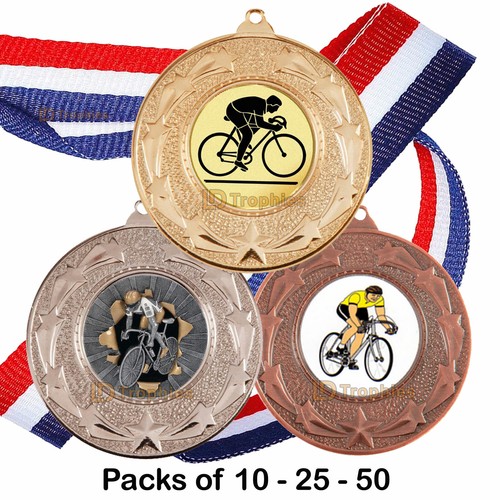 Cycling medals ribbons bike - medals,