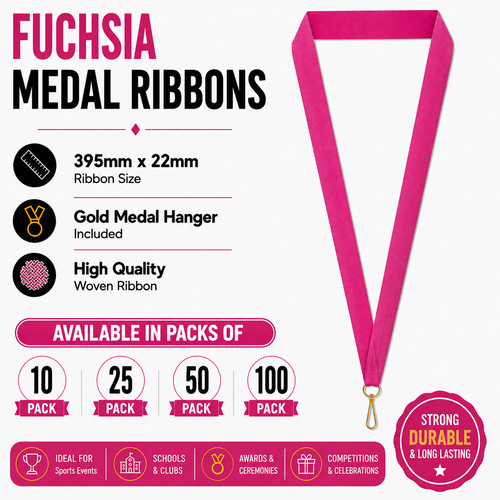 Fuchsia medal ribbons 22mm - fuchsia,