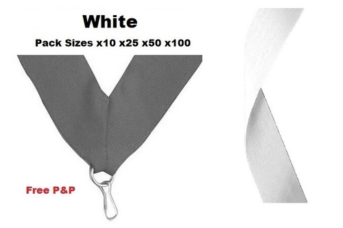 White medal ribbons - medal, lanyards