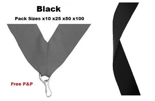 Black medal ribbons lanyards - medal,
