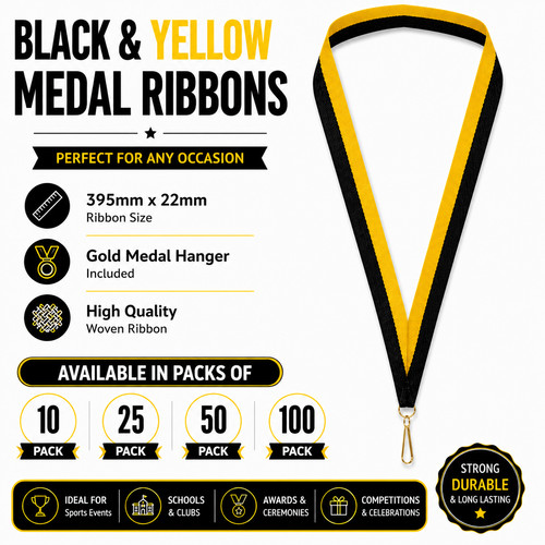 Black yellow medal ribbons - medal,